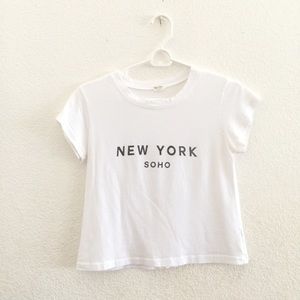 Brandy Melville New York Soho White Cropped Tee